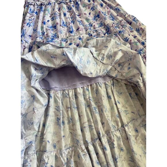 Storia Kerri Flowy Ruffled Tiered Maxi in Blue Florals Size Large - Picture 9 of 10
